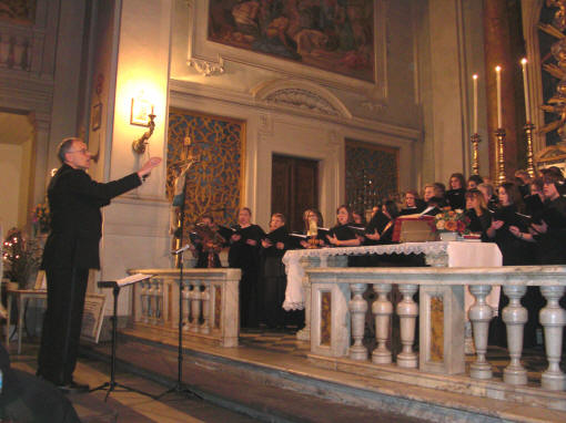 The ASU choir, under the direction of Dr. Dale Miller, performs in the Florentine church of Santa Maria de Ricci.