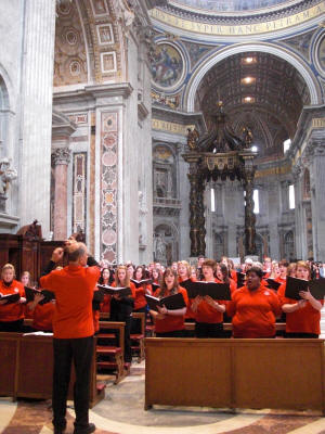 Dr. Dale Miller directs the ASU choir in St. Peter's Basilica, Rome.
