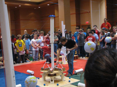 Students watch as robots compete in last year's Game Day, the culmination of the BEST program.