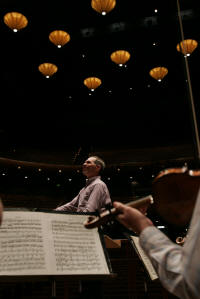 Maestro David Loebel, conductor of the Memphis Symphony Orchestra, pauses during a passage.