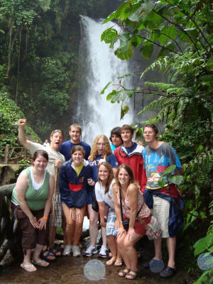ASU students gather near a Costa Rican waterfall. Photo courtesy of Dr. Ruth Owens.