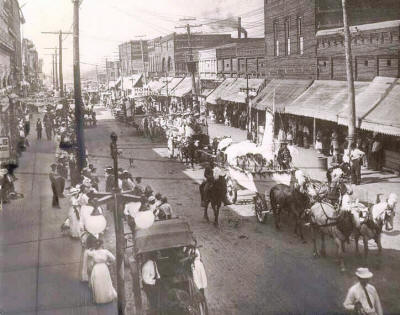 Downtown Jonesboro hosts an earlier parade near the turn of the century.