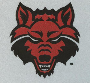 ASU's Red Wolf logo was designed in-house by Publications and Creative Services team, with  Ron Looney, executive director, Mark Reeves, art director, Heath Kelly, Mary Williams, and Michael Johnson, graphic designers, and Cheryl Wright, secretary.