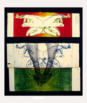 Mihaela Savu's "For You, 2007," a work in collage, red thread, and silkscreen monoprint, will be on display as part of the Bradbury Gallery's Fall 2010 Senior Exhibition. 
