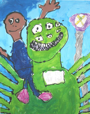"Me and Monster," 2007, by Shawn Curtis of Castleberry Elementary School, Newport, was a winner in last year's TACE competition. It was created when Curtis was in second grade.