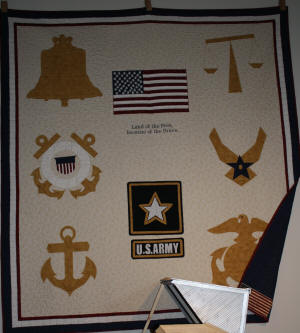 A U.S. Army appliqued quilt is among the works on display during the Southern Tenant Farmers Museum Quilt Festival Saturday, March 6.