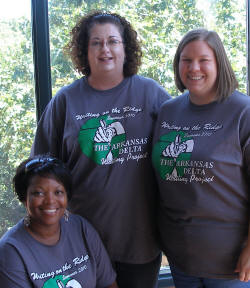 Dr. Dixie Keyes, center, is director of the Arkansas Delta Writing Project at ASU. This year, she was assisted by Trina Walls, seated left, and Carolyn Ponce, standing right, who assisted her as facilitators for the program.