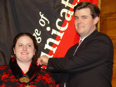 Perry Wilson presents the R.E. Lee Wilson Award to Rachel Leigh Smith of Jonesboro.