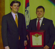 Mr. Perry Wilson of Little Rock, great-great grandson of R.E. Lee Wilson with James Bishop of Weiner, 2006 recipient of the Wilson Award